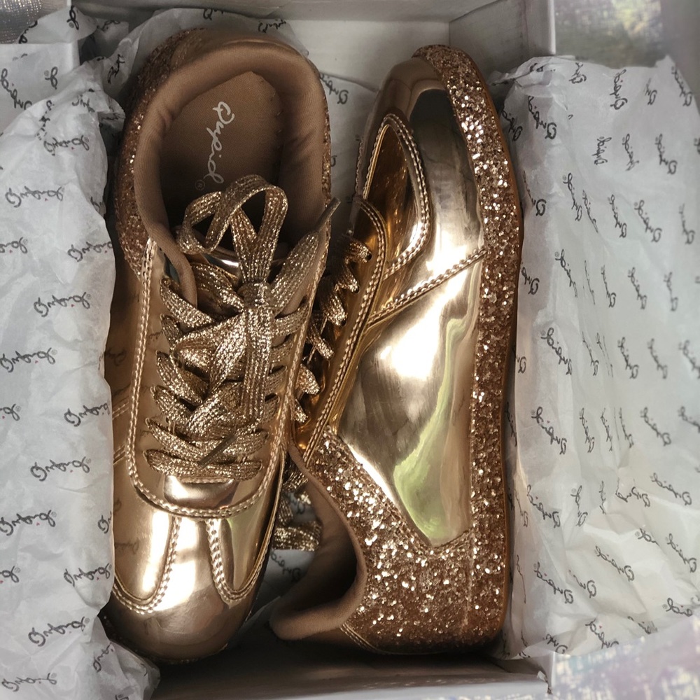 Rose Gold Shiny Glitter Sneakers
